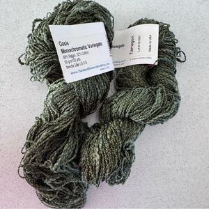 Twisted Sisters Oasis Yarn 2 skeins Color Tarragon Green 204 yds Monochromatic